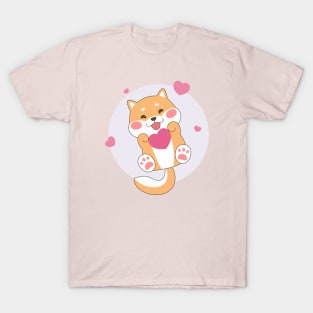 Cute Shiba Inu With Heart T-Shirt